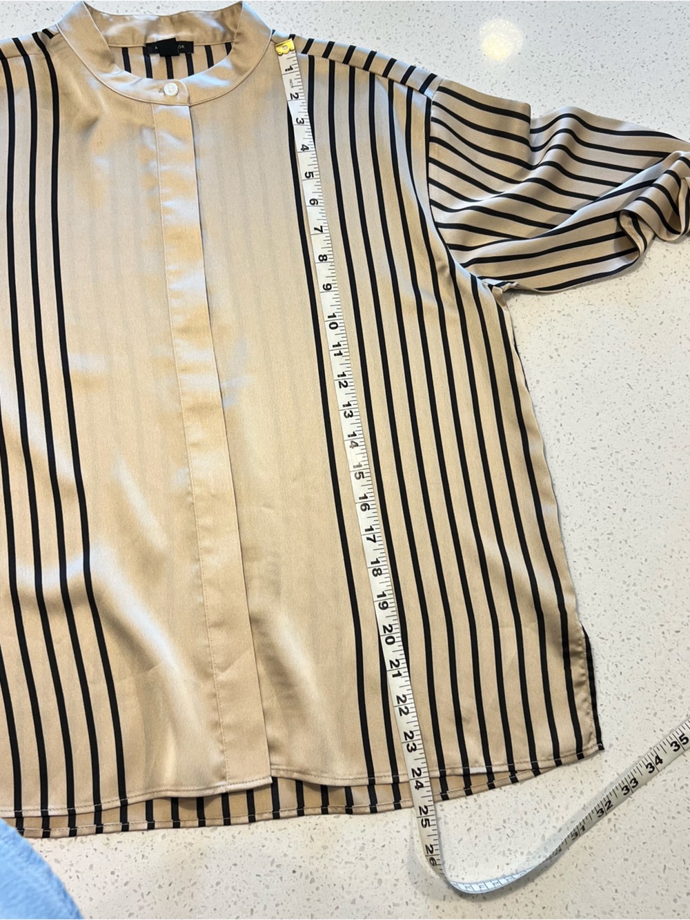 Ann Taylor Beige and Black Striped Dress Shirt - Picture 6 of 9